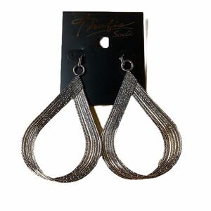 Statement Drop Earrings Silver Dangle NWT